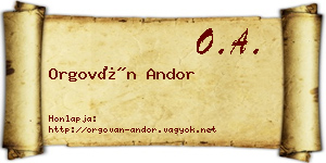 Orgován Andor névjegykártya